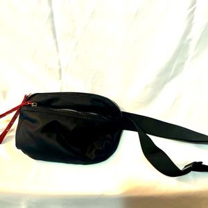 Black Fannie bag with red zip handle